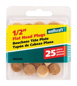 (image for) Flat Birch Head Plug 1/2 in. Dia. x 1/4 in. L 1 pk Nat