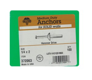 (image for) 1/4 in. Dia. x 2 in. L Zinc Round Head Hammer Drive Anch