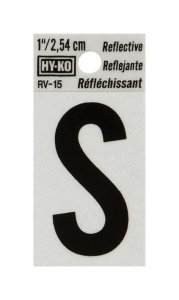 (image for) 1 in. Reflective Black Vinyl Self-Adhesive Letter S 1 pc.