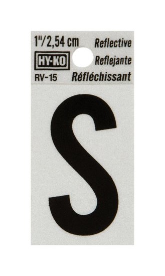 (image for) 1 in. Reflective Black Vinyl Self-Adhesive Letter S 1 pc.