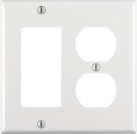 (image for) White 2 gang Thermoset Plastic Decorator/Duplex Wall Plate 1 pk