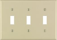 (image for) Ivory 3 gang Thermoset Plastic Toggle Wall Plate 1 pk