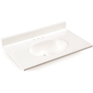 (image for) 37 in. x 22 in. Custom Vanity Top Sink in Solid White