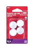 (image for) Plastic Leg Tip White Round 3/4 in. W 4 pk