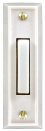 (image for) White Plastic Wired Pushbutton Doorbell