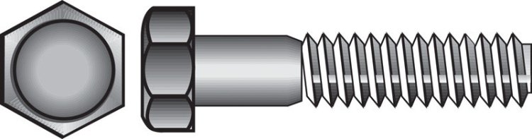 (image for) 1/2 in. Dia. x 7-1/2 in. L Zinc Plated Steel Hex Bolt 25