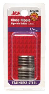 (image for) 1/2 in. MPT Stainless Steel Close Nipple