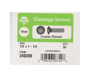 (image for) 1/2 in. Dia. x 1-1/2 in. L Zinc-Plated Steel Carriage Bo