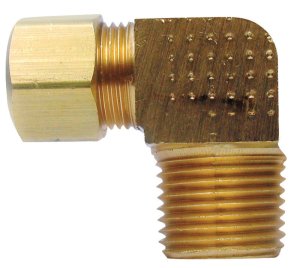 (image for) 3/8 in. Compression x 1/2 in. Dia. MPT Brass 90 Degree Elbow