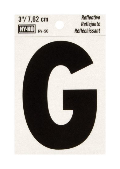(image for) 3 in. Reflective Black Vinyl Self-Adhesive Letter G 1 pc.