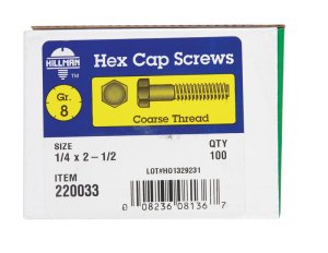 (image for) 1/4 in. Dia. x 2-1/2 in. L Heat Treated Steel Hex Head C