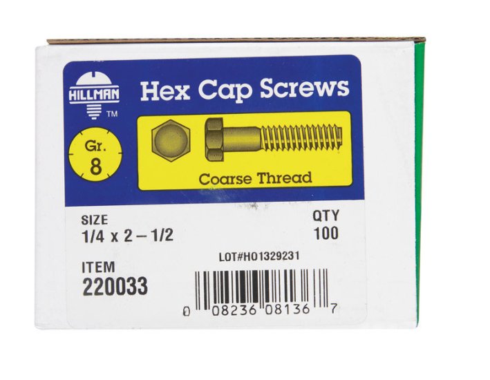 (image for) 1/4 in. Dia. x 2-1/2 in. L Heat Treated Steel Hex Head C