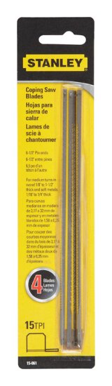 (image for) 6-1/2 in. Steel Coping Saw Blade 15 TPI 4 pk