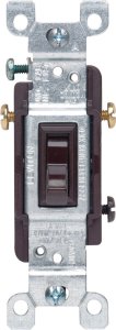 (image for) 15 amps Three Pole Toggle AC Quiet Switch Brown 1 pk