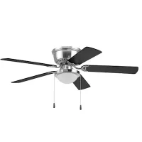 (image for) 52 in. Hugger Ceiling fan 5 Grey/oak Blades, Brushed Nickel