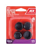 (image for) Plastic Leg Tip Black Round 7/8 in. W 4 pk