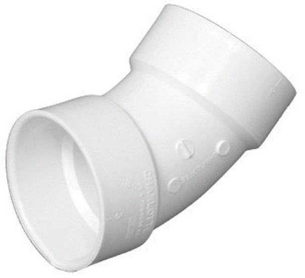 (image for) Schedule 40 3 in. Hub x 3 in. Dia. Hub PVC 45 Deg