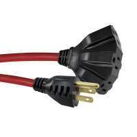 (image for) Indoor or Outdoor 25 ft. L Red Triple Outlet Cord 14/3 SJTW