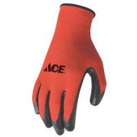 (image for) Ace Men's Indoor/Outdoor Coated Work Gloves Red L 3 pk