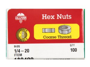(image for) 1/4 in. Zinc Dichromate Steel USS Hex Nut 100 pk
