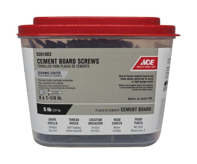 (image for) No. 8 x 1-1/4 in. L Phillips Wafer Head Cement Board Screws