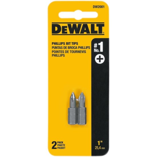 (image for) DeWalt Phillips #1 X 1 in. L Screwdriver Bit Heat-Treated Steel 
