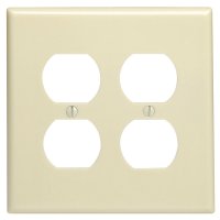 (image for) Ivory 2 gang Plastic Duplex Outlet Wall Plate Jumbo