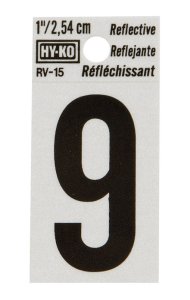 (image for) 1 in. Reflective Black Vinyl Self-Adhesive Number 9 1 pc.