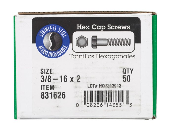 (image for) 3/8-16 in. Dia. x 2 in. L Stainless Steel Hex Head Cap S