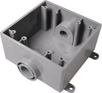 (image for) Cantex 32 cu in Square PVC 2 gang Outlet Box Gray