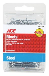 (image for) 1/8 in. Dia. x 1/2 in. Steel Rivets Silver 100 pk