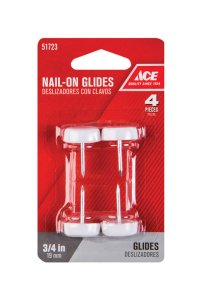 (image for) White 0.75 in. Nail-On Nylon/Plastic Chair Glide 4 pk