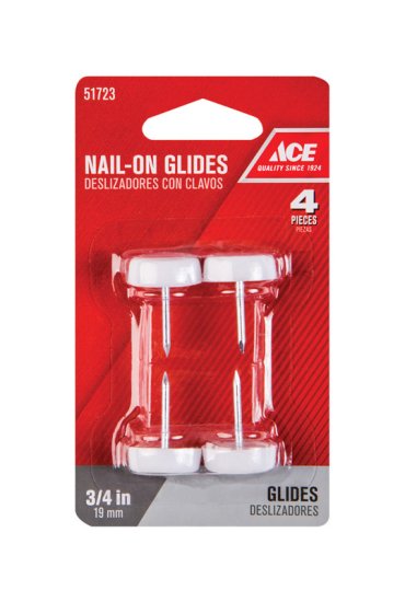 (image for) White 0.75 in. Nail-On Nylon/Plastic Chair Glide 4 pk