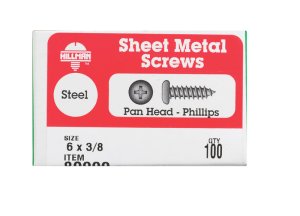 (image for) No. 6 x 3/8 in. L Phillips Pan Head Zinc-Plated Steel Sh