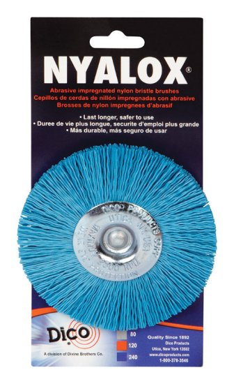 (image for) NYALOX 4 in. Fine Crimped Mandrel Mounted Wheel Brush Nylon