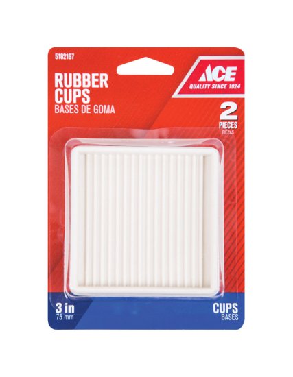 (image for) Rubber Caster Cup White Square 3 in. W x 3 in. L 2 pk
