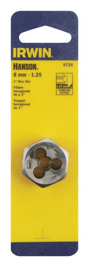 (image for) High Carbon Steel Metric Hexagon Die 8mm-1.25 1 pc.