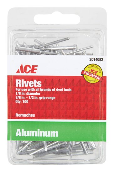 (image for) 1/8 in. Dia. x 1/2 in. Aluminum Rivets Silver 100 pk