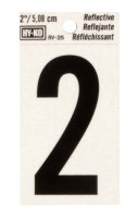 (image for) 2 in. Reflective Black Vinyl Self-Adhesive Number 2 1 pc.