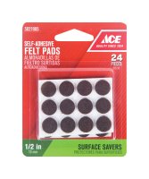 (image for) Felt Self Adhesive Pad Brown Round 1/2 in. W 24 pk