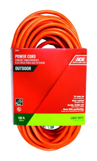 (image for) Indoor and Outdoor 100 ft. L Orange Extension Cord 16/3 SJTW