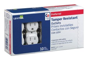 (image for) 15 amps 125 volt White Tamper Resistant Outlet 5-15R 10pk