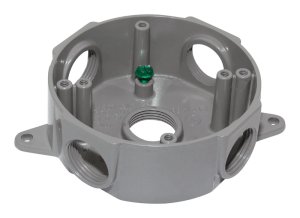 (image for) 5-1/2 in. Round Metallic Weatherproof Box Gray 1/2" 5-Hole