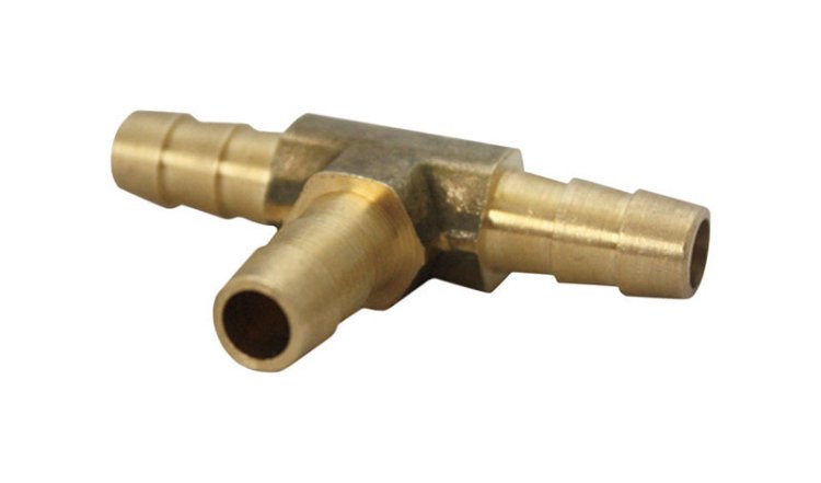 (image for) Brass 1/4 in. Dia. x 1/4 in. Dia. Tee Connector 1 pk Yellow