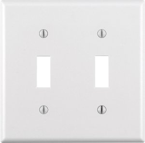 (image for) White 2 gang Thermoset Plastic Toggle Wall Plate 1 pk