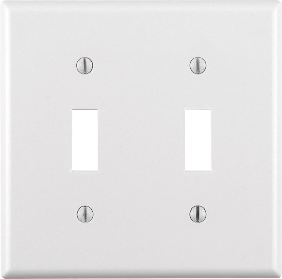 (image for) White 2 gang Thermoset Plastic Toggle Wall Plate 1 pk