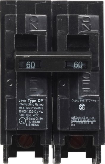(image for) Siemens 60 amps Standard 2-Pole Circuit Breaker
