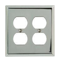 (image for) Century Polished Chrome 2 gang Stamped Steel Duplex Out