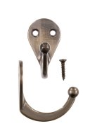 (image for) 1-3/4 in. L Antique Brass Gold Brass Small Single Garment Ho