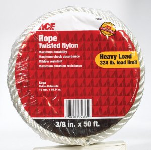 (image for) 3/8 in. Dia. x 50 ft. L White Twisted Nylon Rope